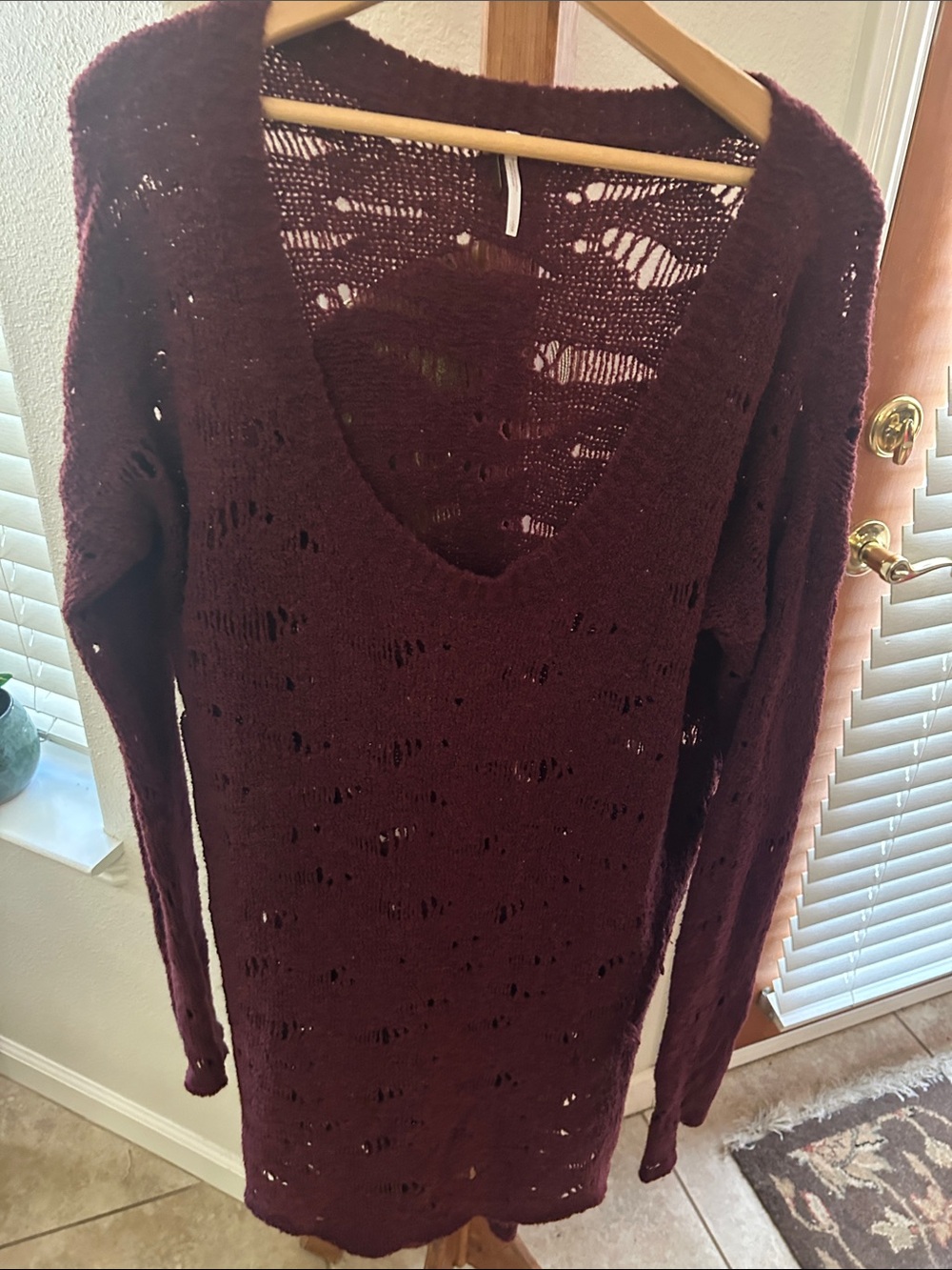 Free People Deep Burgundy Knit Mini Dress